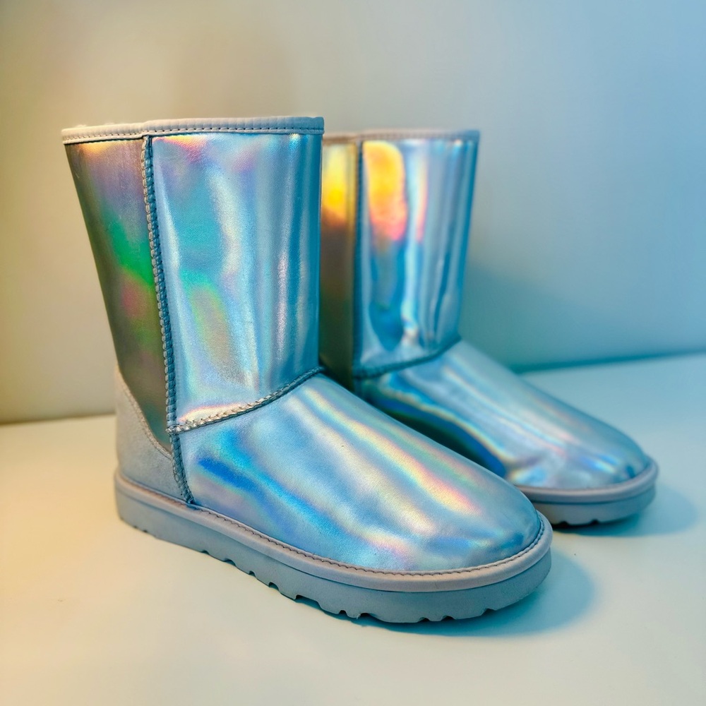 UGG Silver Ankle Boots with Holographic Finish
